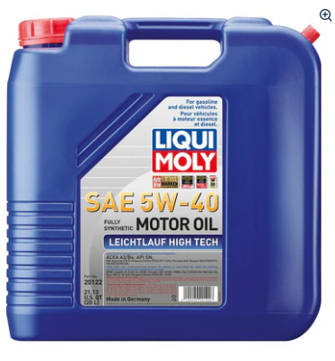 Liqui Moly 20L Leichtlauf (Low Friction) High Tech Motor Oil 5W-40 (20122)