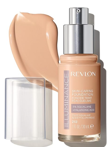 Revlon Illuminance Skin-Caring Liquid Foundation, Hyaluronic Acid, Hydrating and Nourishing Formula with Medium Coverage, 213 Light Natural, 1 fl oz