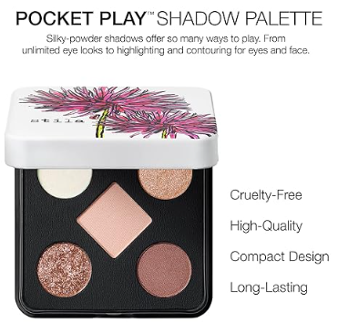 stila Pocket Play™ Eye Shadow Palette | 5 Silky Powder Shades for Eyes, Face, Highlight & Contour | Compact, Travel-Friendly, Blendable Formula | Matte & Shimmer, Neutral & Bold Tones - Image 2