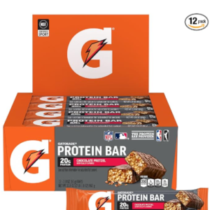 Gatorade Whey Protein Bars, Chocolate Pretzel, 2.8 oz bars (Pack of 12, 20g of protein per bar)
