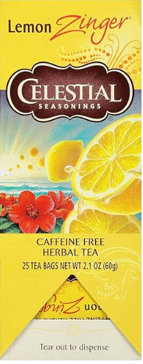 Celestial Seasonings Caffeine Free Lemon Zinger Herbal Tea 25 Tea Bags