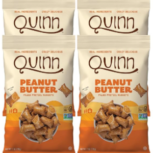 Quinn Gluten Free Peanut Butter Filled Pretzel Nuggets - Made with Real Ingredients, Whole Grain Sorghum, Sea Salt, Vegan, Dairy Free, Non-GMO - 7 Oz (Pack of 4)