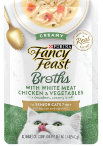 Purina Fancy Feast Lickable Senior Cat Food Broth Topper Creamy with White Meat Chicken - (Pack of 16) 1.4 oz. Pouches
