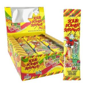 Sour Power Candy Straws, Orchard Mix, 1.75 oz (Pack of 24)