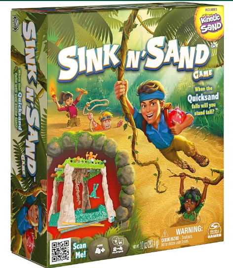 Spin Master Games Sink N’ Sand, Quicksand Kids Board Game with Kinetic Sand for Sensory Fun and Learning – Easy Toy Gift Idea, for Preschoolers and Kids Ages 4 and up