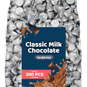 Milk Chocolate, Classic Silver Wraps, 2 Pound Bag (Approx. 200 Pieces) - Perfect for Gifts, Parties, and Special Occasions