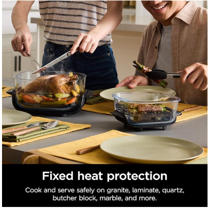 Ninja Crispi 5-in-1 Portable Glass Air Fryer, 4-QT, 2.5-QT & 6-Cup Glass Containers with Crisper Plates & Storage Lids, Microwave, Freezer & Dishwasher Safe, British Racing Green, FN103BF - Image 2