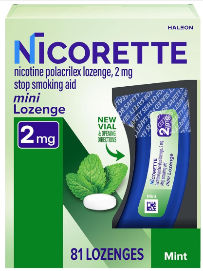 Nicorette 2 mg Mini Nicotine Lozenges to Help Quit Smoking - Mint Flavor Stop Smoking Aid, 81 Count Lozenge