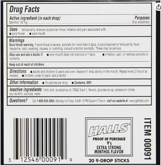 HALLS Relief Max Strength Extra Strong Menthol Throat Drops, 20 Packs of 9 Drops (180 Total) - Image 3