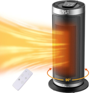 Space Heater,1500W Portable Electric Heaters for Indoor Use with Remote&Thermostat,4 Modes,12h Timer,90°Oscillation,Digital Display, PTC Fast Heating Ceramic Heater for Bedroom Office