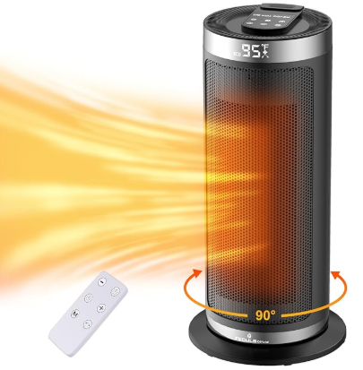Space Heater,1500W Portable Electric Heaters for Indoor Use with Remote&Thermostat,4 Modes,12h Timer,90°Oscillation,Digital Display, PTC Fast Heating Ceramic Heater for Bedroom Office