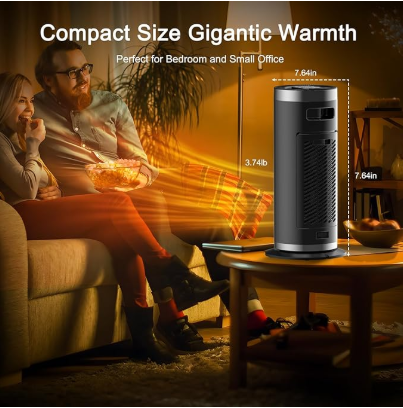 Space Heater,1500W Portable Electric Heaters for Indoor Use with Remote&Thermostat,4 Modes,12h Timer,90°Oscillation,Digital Display, PTC Fast Heating Ceramic Heater for Bedroom Office - Image 2