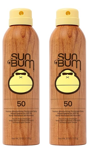 Sun Bum Original SPF 50 Sunscreen Body Spray - Broad Spectrum Moisturizing Sunscreen with Vitamin E - Hawaii 104 Act Compliant (Made without Octinoxate & Oxybenzone) - 6 oz (Pack of 2)