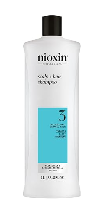 Nioxin System 3 Scalp + Hair Thickening Shampoo for Colored, Dry, & Damaged Hair with Light Thinning | Maintain Vibrant Color | Cleanse, Strengthen & Nourish with Niacinamide & Biotin