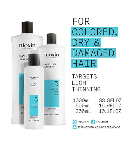 Nioxin System 3 Scalp + Hair Thickening Shampoo for Colored, Dry, & Damaged Hair with Light Thinning | Maintain Vibrant Color | Cleanse, Strengthen & Nourish with Niacinamide & Biotin - Image 3