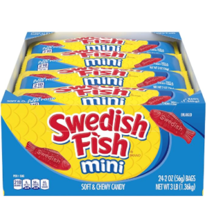 SWEDISH FISH Mini Soft & Chewy Candy, Bulk Candy, 24 - 2 oz Bags