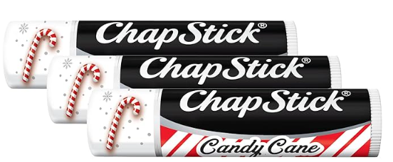 ChapStick Candy Cane Peppermint Lip Balm Tube, Candy Cane Lip Balm and Lip Moisturizer for Lip Care - 0.15 Oz (Pack of 3)