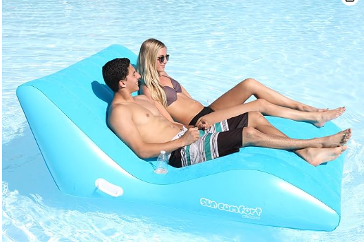 AIRHEAD SUN COMFORT COOL SUEDE Double Zero Gravity Lounge, Sapphire - Image 3