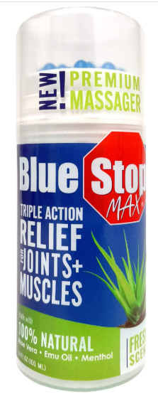 Blue Stop Max Applicator: Fast-Acting Massage Applicator for Sports Cream, Elbow Relief, Performance Roll On for Muscle & Joint Soreness - Convenient Relief for Active Individuals, 1 Pack of 3.4 Oz