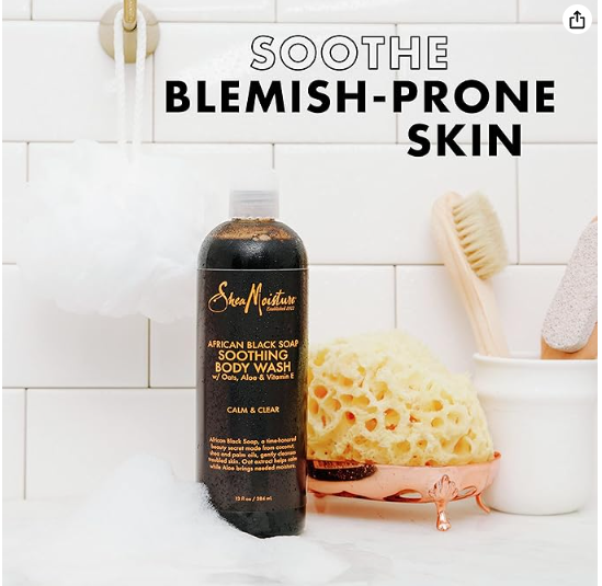 SheaMoisture Soothing Body Wash for Acne Treatment African Black Soap Paraben Free Body Wash 13 oz - Image 3